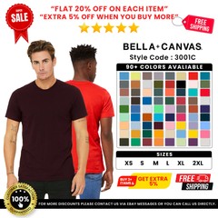 Bella + Canvas 3001C Unisex 100% Cotton T Shirt Short-Sleeve Tee Jersey T-Shirt