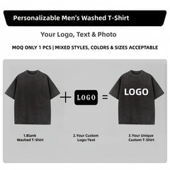 Mens Vintage Wash T Shirt Custom Front Back Print Personalized Photo Text Tee