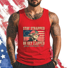 Stay strapped or get clapped, George Washington,4th of July Tank Top