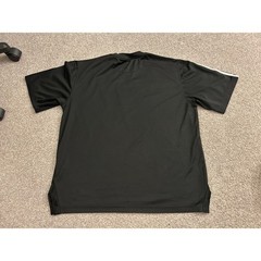 Adidas Athletic T-Shirt Mens Large Black Good 3-Stripe Mesh Performance Tee