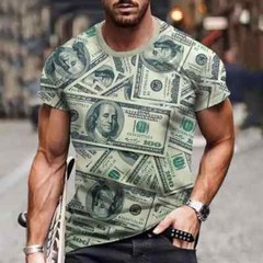 Men`s Dollar T Shirt Short Sleeves Bill Dollar Money Clothing Tops Funny Tshirts