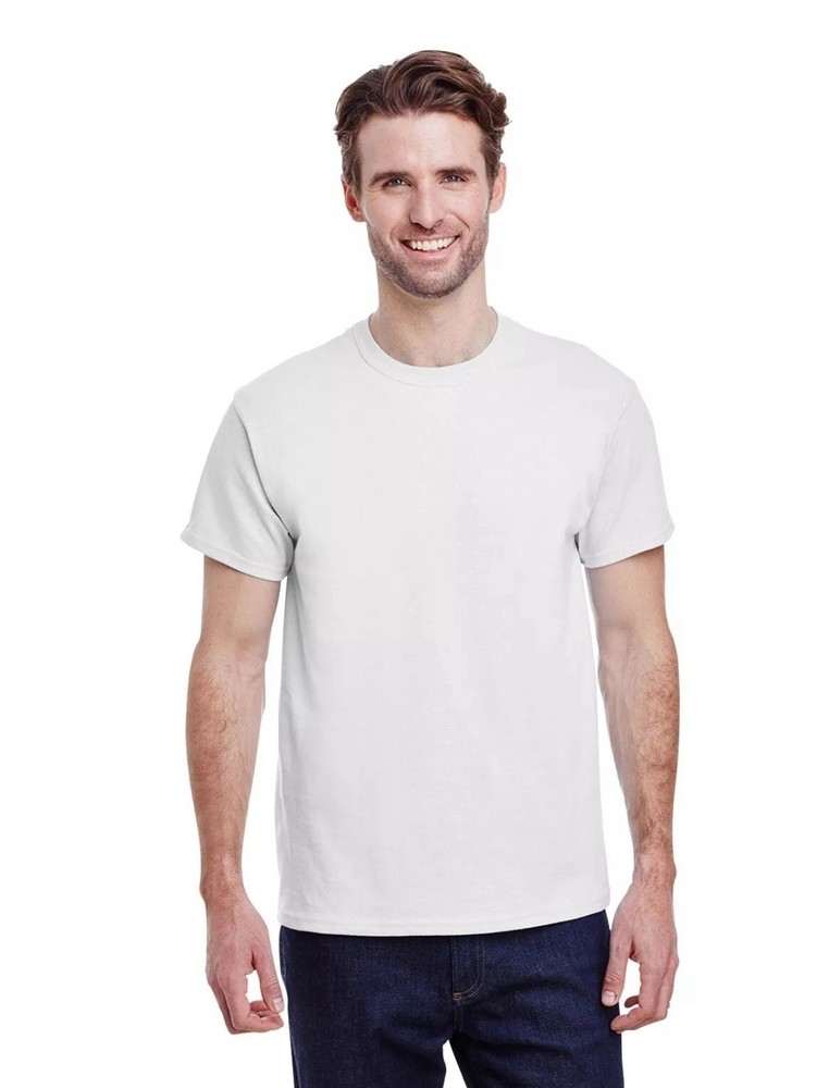 Gildan Men’s T-Shirt Heavy Cotton Short Sleeve Plain Blank White Tee Sz 2XL New