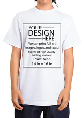Personalized Custom Print Shakawear 6.0oz 100% Cotton White T-Shirt w/ Design