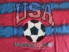 VTG 1994 World Cup USA Tie Dye T Shirt Soccer Red Blue Single Stitch Boxy XL