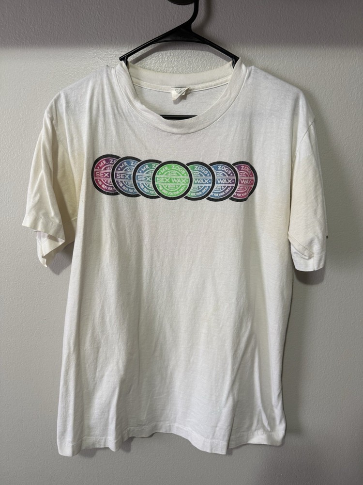 Rare Vintage Mr. Zogs Sex Wax Graphic T Shirt 90s White Stains Medium