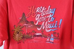 Vintage 70s Mens Size Large Faded Spell Out Maui Hawaii Beach T-Shirt Red USA