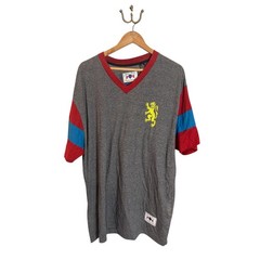 Lions Crest English Laundry V-Neck T-Shirt Mens 3XL Heather Gray Red Blue