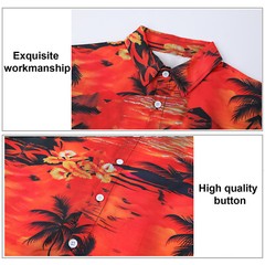 Mens Hawaiian Shirt Floral Palm Tree Sunset Surf Beach Sea Holiday Stag Dance