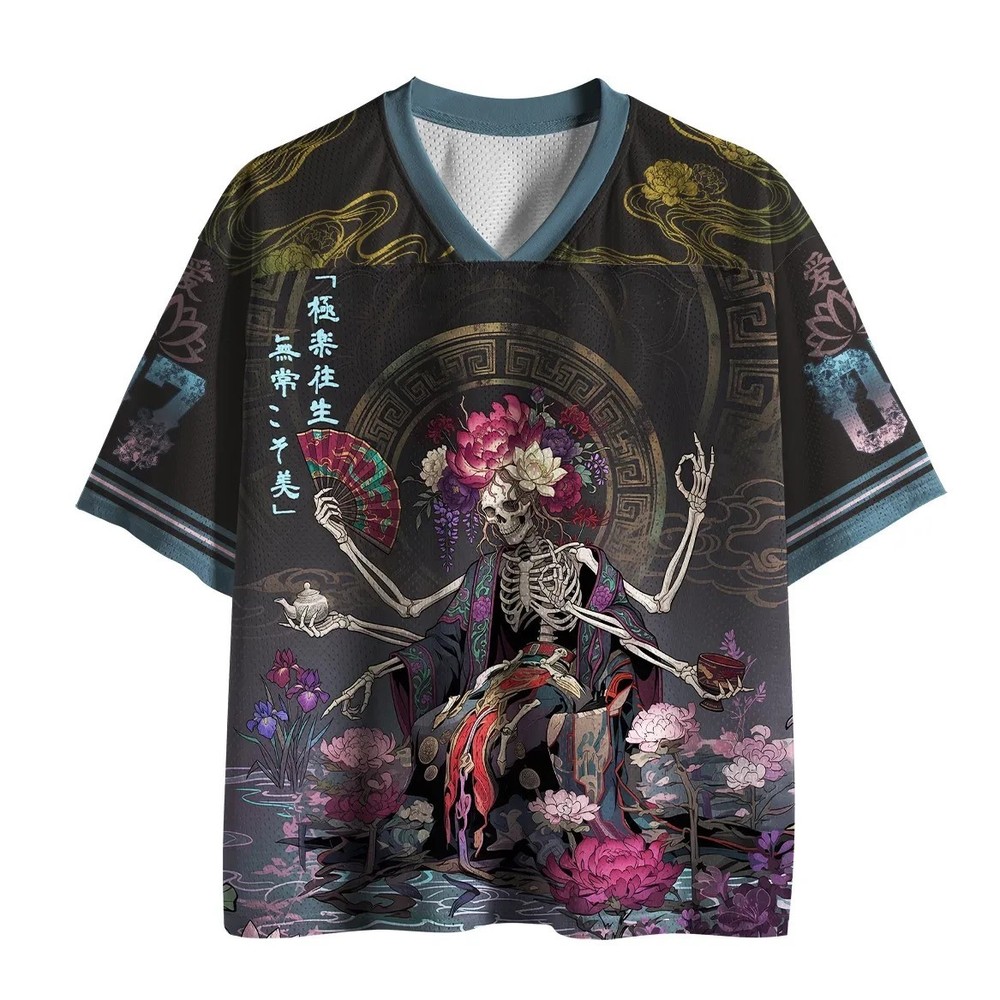 Japanese Skeleton Graphic Football Jersey Polyester Breathable Quick Dry T-Shirt