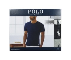 Polo Ralph Lauren Men’s White-Black-Grey Slim Fit Crew-Neck 3 Pack T-Shirts S