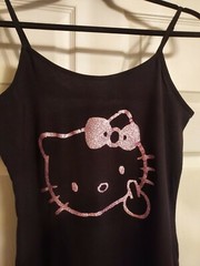 Hello Kitty tank top Middle Finger Pink Glitter xs through xxl