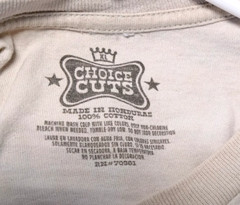 Choice Cuts Off White Short Sleeve Tee Shirt XL RN # 70301