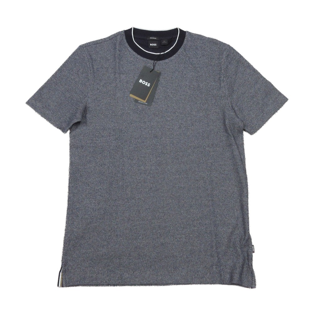 Boss Hugo Boss Navy H-Thompson Textured Pattern Cotton Short Sleeve T-Shirt 2XL