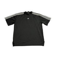 Adidas Athletic T-Shirt Mens Large Black Good 3-Stripe Mesh Performance Tee