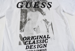 GUESS Mens T-Shirt New S White Front Graphic Logo Original Classic Design Slim