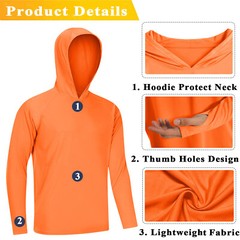 UPF50+ Mens UV Shirts Sun Protection Hoodie Outdoor Fishing Long Sleeve Casual T