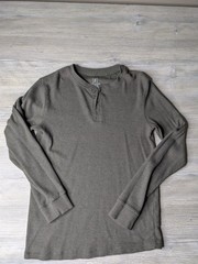 SONOMA Shirt Men’s Size S green long Sleeve Micro Waffle Round Henley
