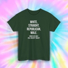 White Straight Republican Male T-Shirt S-5XL Conservative Political Tee