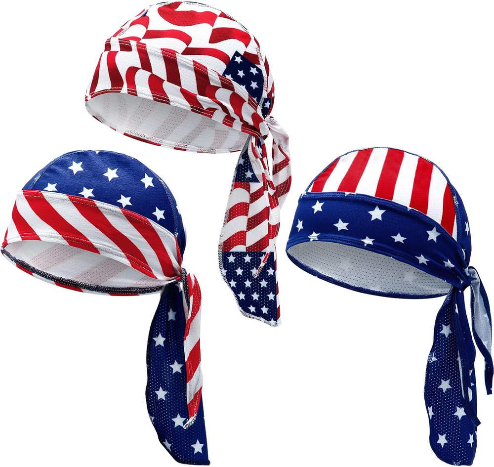 3 Pcs Do Rags Dew Rag Skull Caps for Men Bandana Beanie Hats Pirate Hats Cycling
