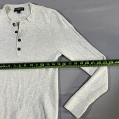 Express Henley Shirt Men XS Heathered Gray Cotton Ribbed Knit Long Sleeve Casual