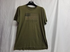 Great American Lakes & Timber USA Flag T Shirt Army Green Cotton Poly Rayon M