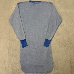 Hanes Vintage Thermal Top Blue/White Textured Weave Pattern XL 50/50 blend knit