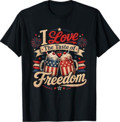 I Love The Taste of Freedom Matching 4th of July Couple T-Shirt