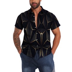 Hawaiian Shirt Men Aloha Summer Casual Beach Button-Down Cruise Holiday Party UE
