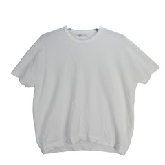 Zara Mens Knitted T Shirt White Textured Crew Neck size XL
