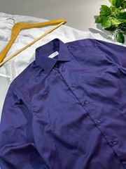 Eton Contemporary Fit Shirt Purple Micro Pattern Textured Cotton Size 40/15 3/4