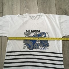 Vintage Sri Lanka Shirt Mens XL White Cotton Elephant Graphic Single Stitch Slim