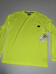 Wrangler Work Men Small Pocket Shirt Hi Vis Yellow Construction UPF Wicking NWT