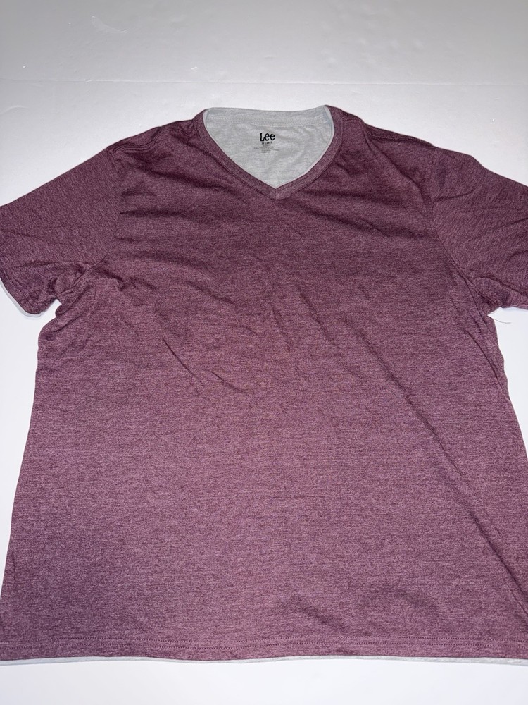 Lee Men’s V-Neck Heather Maroon T-Shirt XXL