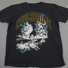 Civil Regime Shirt Mens Large Black Butterfly Nature Graphic Tee Streetwear