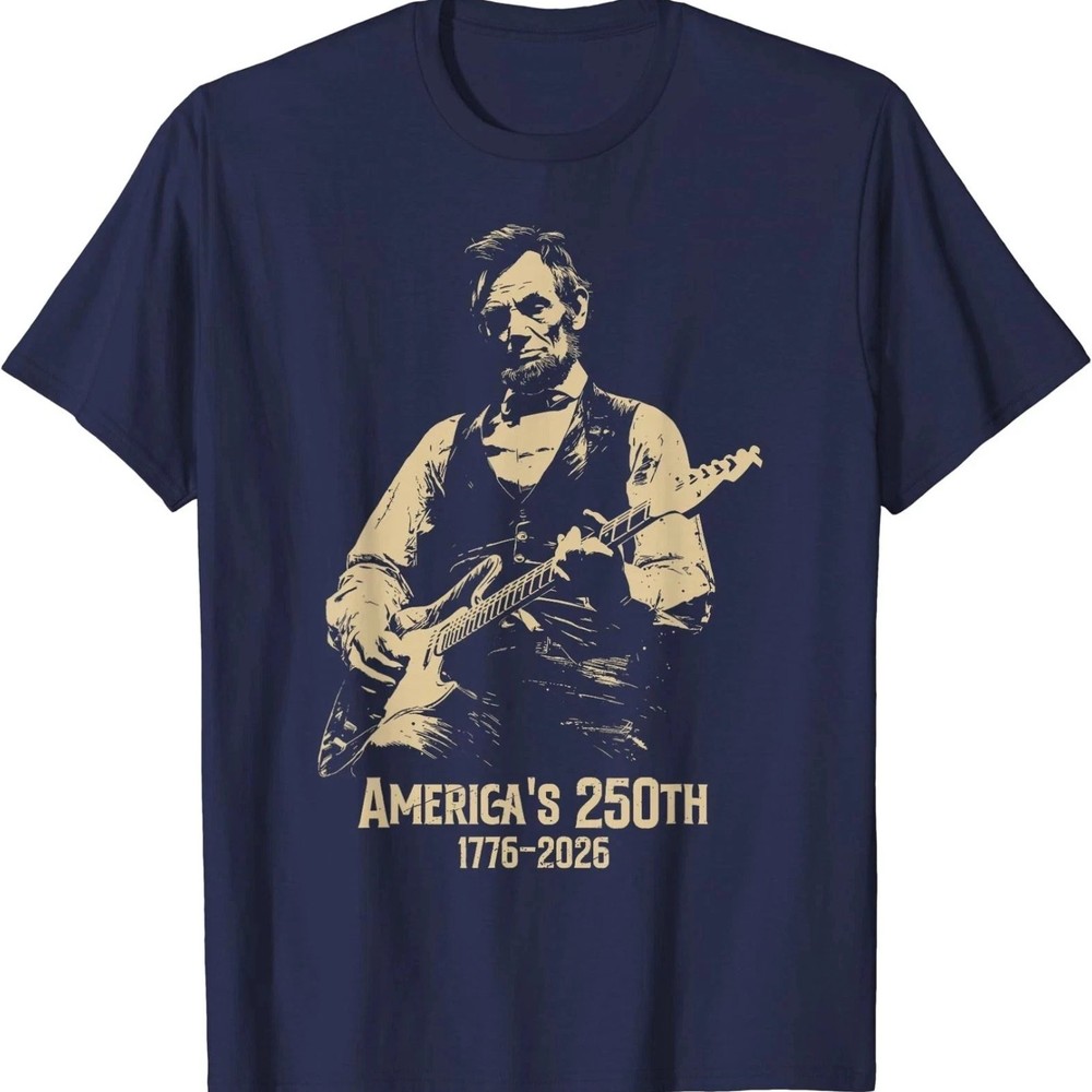 Abraham Lincoln Guitar 4th July 250th Anniversary Vintage Graphic Tee