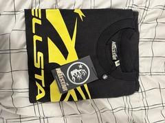 HELLSTAR Men’s Black Yellow Logo Graphic Print Tee Crew Neck Cotton Jersey M