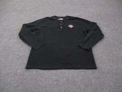 Harley Davidson Shirt Mens XL Black Biker Henley Woven Casual Pullover Y2K