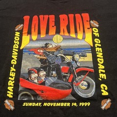 Vintage Harley-Davidson Love Ride 19 Glendale CA. T-shirt Men Size XXL 1999 Art