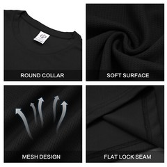 Pack of 5 Men Active Athletic Crew Neck T Shirts Running Workout Hiking Swim