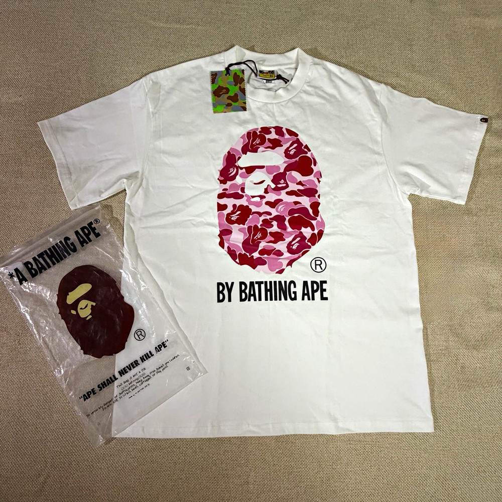 BAPE Pink Color Camo Big Ape Head White T-Shirt (NEW) Size XL