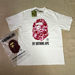 BAPE Pink Color Camo Big Ape Head White T-Shirt (NEW) Size XL