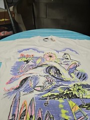 Variety Surfing T Shirt Single Stitch Puff Print White One Size USA Made Vintage
