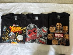 Set Of 3 Funko Pop T-shirts Size Large-X Men, Marvel, Captain America