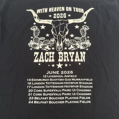 ZACH BRYAN UK TOUR SHIRT 2026 LARGE