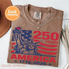USA 250 Years T-Shirt America 1776 Patriotic Vintage Flag Independence Day Tee