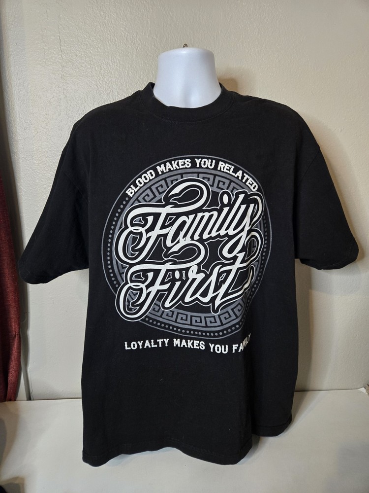 Shaka Wear Family First Tshirt Adult Size 2XL Black Heavyweight 100% Cotton