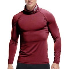 Zonbailon men’s T-shirt quick drying tight sweat wicking high collar base shirt