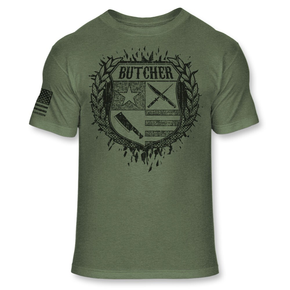 Butcher Crest T-Shirt – Butchers Coat of Arms Shirt Butcher Shield Badge T A220