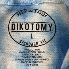DIKOTOMY Blue White Tie-Dye Hooded Skeleton Flamingo Graphic T-Shirt Mens L