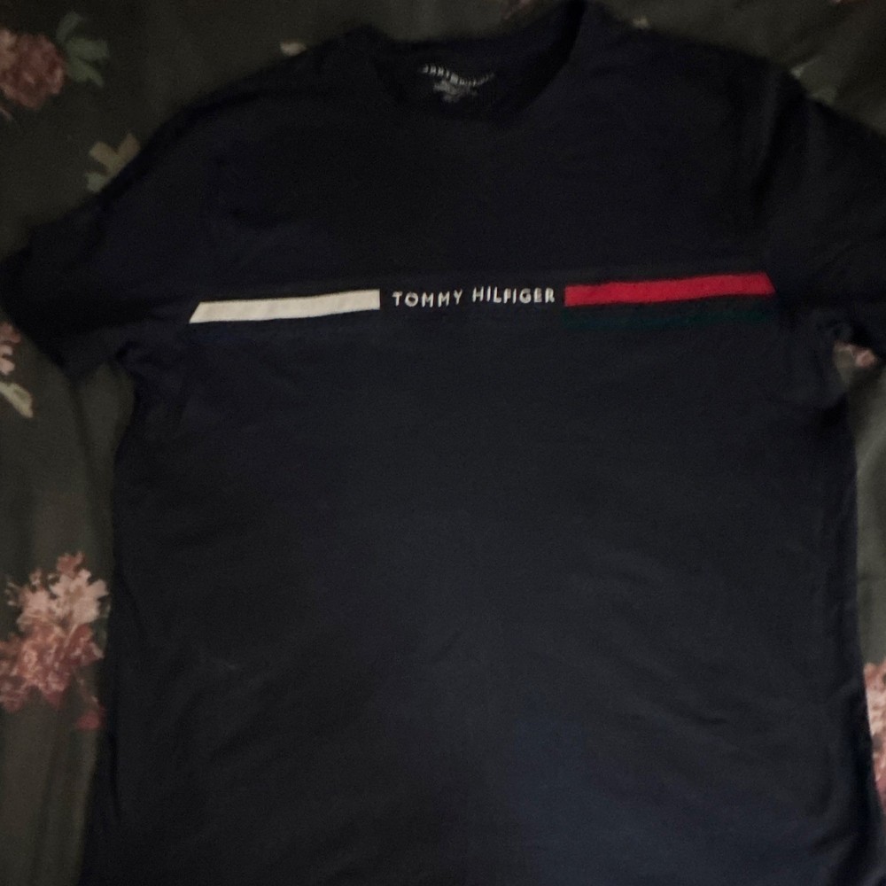 Tommy Hilfiger Men’s Navy Logo Graphic Print Regular Fit Crew Neck T-Shirt L